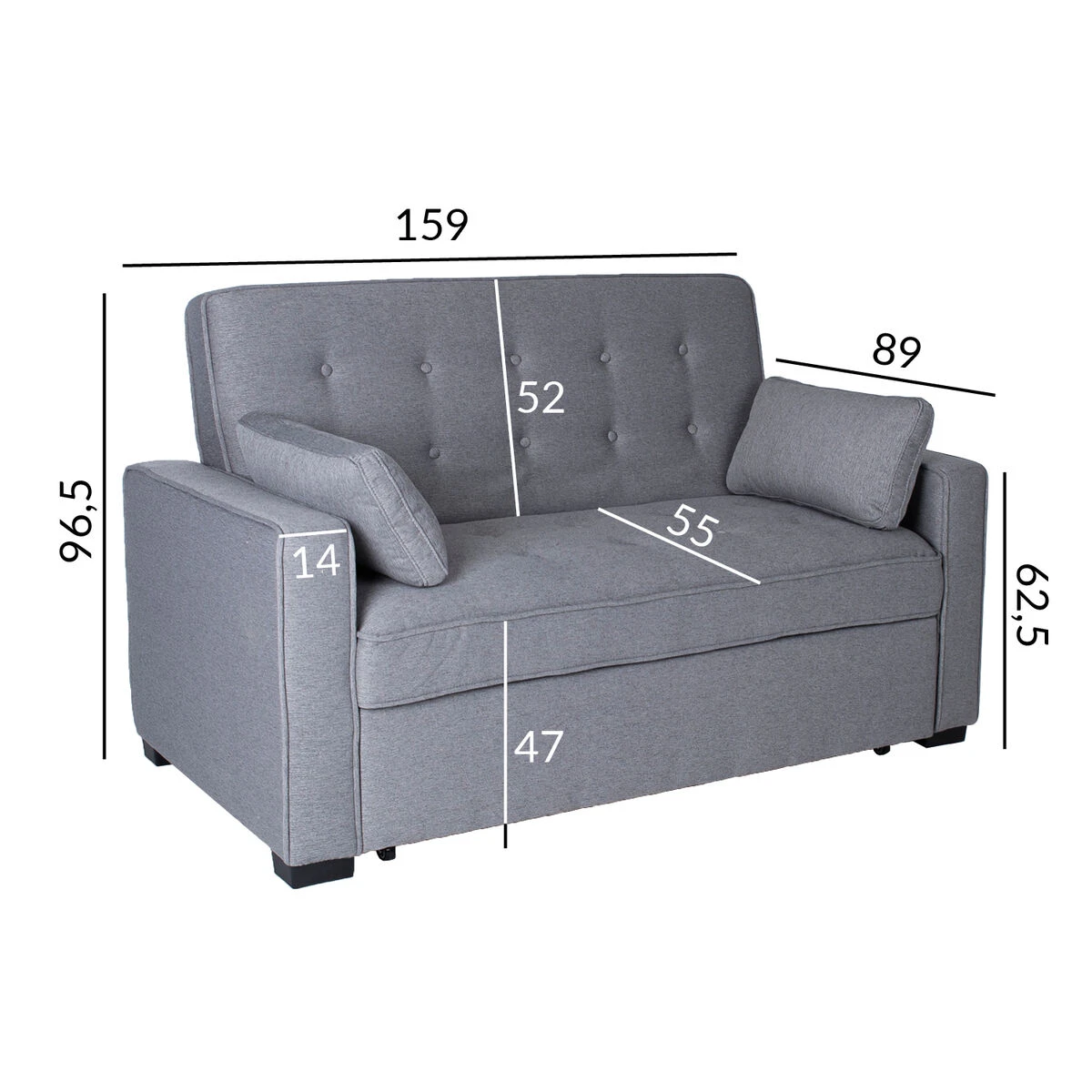 Vuodesohva Nicky, Vaalea Harmaa 7 Vuodesohva Nicky, Vaalea Harmaa - Image 5