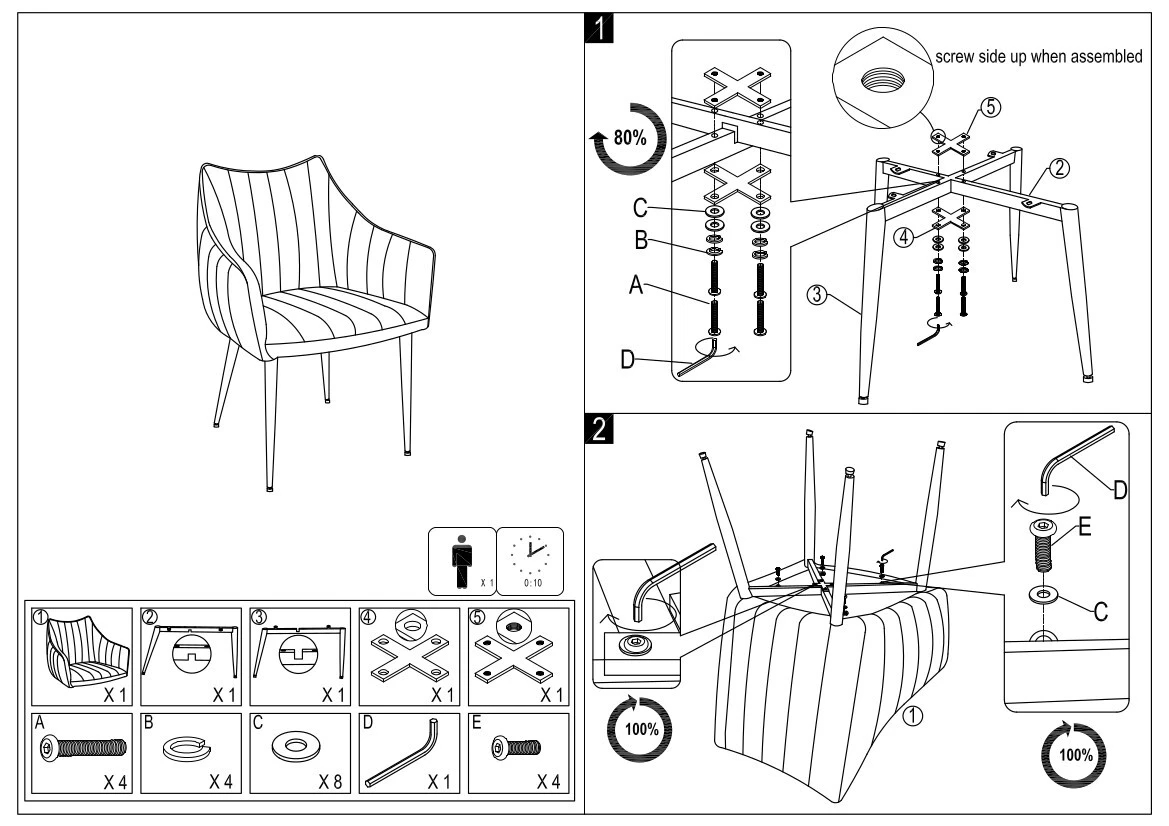 Samettituoli Olivia, Sininen 8 Samettituoli Olivia, Sininen - Image 6