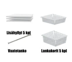 Eazy Vaatekaappi, 60 Cm, Valkoinen -KalusteVaaran Kauppa eazy20vaatekomero lisC3A4varusteet 2