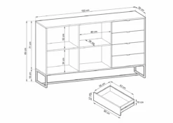 Senkki Fore, 153x89 Cm -KalusteVaaran Kauppa fore senkki 153 mittakuva