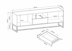TV Taso Fore, 153 Cm 23 TV Taso Fore, 153 Cm -KalusteVaaran Kauppa fore tv taso mittakuva