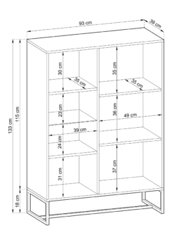 Vitriini Fore, 133x93 Cm -KalusteVaaran Kauppa fore vitriini mittakuva